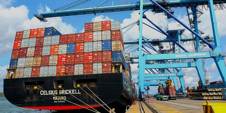 Alarge cargo ship at mombasa port